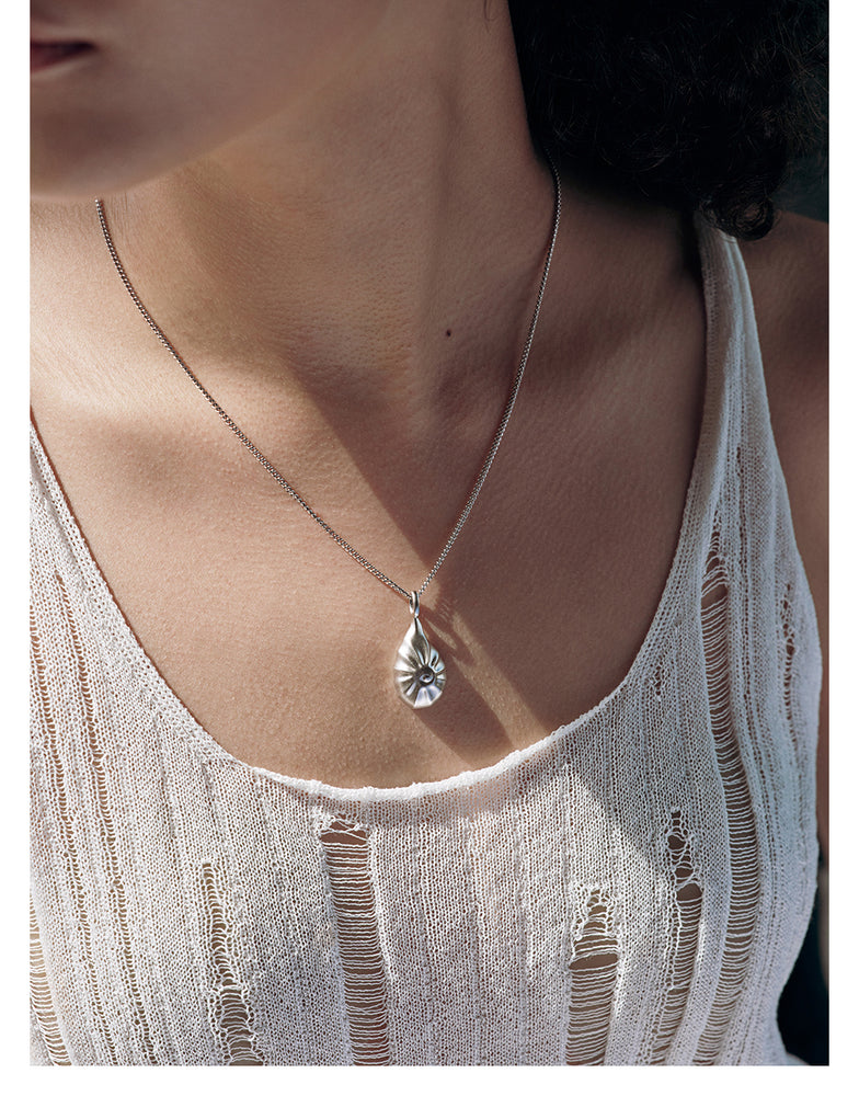 Ruffled Shell Pendant Necklace